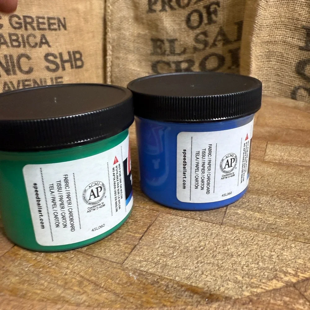 Speedball Screen Printing Ink 4oz Blue Green NEW  Lot 2